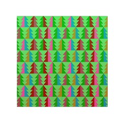 Trees Pattern Retro Pink Red Yellow Holidays Advent Christmas Square Satin Scarf (30  X 30 ) by Maspions