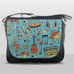 Seamless Pattern Musical Instruments Notes Headphones Player Messenger Bag by Apen