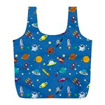 Space Rocket Solar System Pattern Full Print Recycle Bag (L) Back