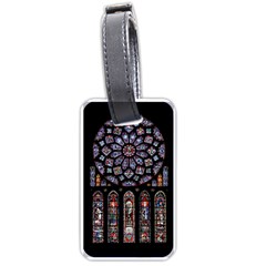 Chartres Cathedral Notre Dame De Paris Stained Glass Luggage Tag (one Side) by Maspions