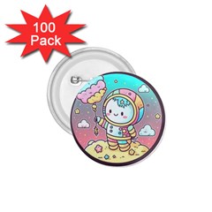 Boy Astronaut Cotton Candy Childhood Fantasy Tale Literature Planet Universe Kawaii Nature Cute Clou 1 75  Buttons (100 Pack)  by Maspions