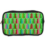 Trees Pattern Retro Pink Red Yellow Holidays Advent Christmas Toiletries Bag (Two Sides) Back