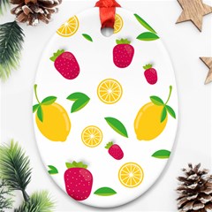 Strawberry Lemons Fruit Oval Ornament (two Sides) by Askadina