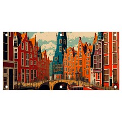 London England Bridge Europe Buildings Architecture Vintage Retro Town City Banner And Sign 4  X 2  by Maspions