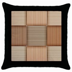 Wooden Wickerwork Texture Square Pattern Throw Pillow Case (black) by Maspions