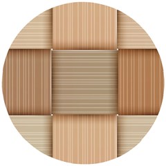 Wooden Wickerwork Texture Square Pattern Wooden Puzzle Round by Maspions