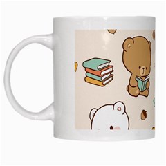 Bear Cartoon Background Pattern Seamless Animal White Mug by Maspions