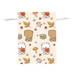 Bear Cartoon Background Pattern Seamless Animal Lightweight Drawstring Pouch (L) Back