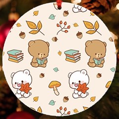 Bear Cartoon Background Pattern Seamless Animal Uv Print Acrylic Ornament Round by Maspions