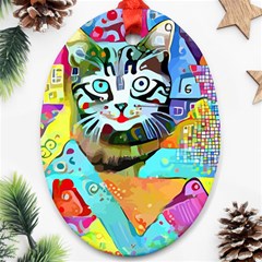 Kitten Cat Pet Animal Adorable Fluffy Cute Kitty Oval Ornament (two Sides) by Maspions