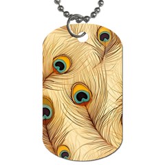 Vintage Peacock Feather Peacock Feather Pattern Background Nature Bird Nature Dog Tag (one Side) by Maspions