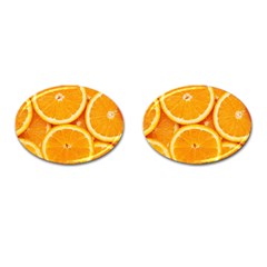 Oranges Textures, Close-up, Tropical Fruits, Citrus Fruits, Fruits Cufflinks (oval) by nateshop