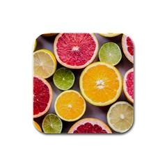 Oranges, Grapefruits, Lemons, Limes, Fruits Rubber Square Coaster (4 Pack) by nateshop