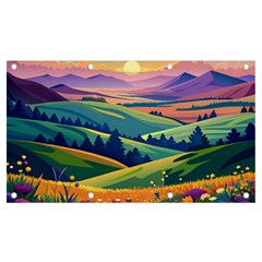 Field Valley Nature Meadows Flowers Dawn Landscape Banner And Sign 7  X 4  by Maspions