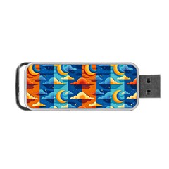 Clouds Stars Sky Moon Day And Night Background Wallpaper Portable Usb Flash (two Sides) by Maspions