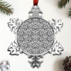 Monochrome Maze Design Print Metal Small Snowflake Ornament by dflcprintsclothing