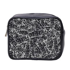 Rebel Life: Typography Black And White Pattern Mini Toiletries Bag (two Sides) by dflcprintsclothing