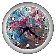 Straight Blend Module I Liquify 19-3 Color Edit Wall Clock (silver) by kaleidomarblingart