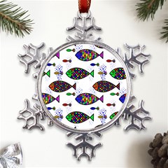 Fish Abstract Colorful Metal Large Snowflake Ornament by Maspions