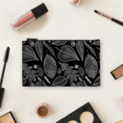 Leaves Flora Black White Nature Cosmetic Bag (small) by Maspions