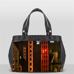 Sci-fi Futuristic Science Fiction City Neon Scene Artistic Technology Machine Fantasy Gothic Town Bu Oversize Office Handbag (2 Sides) by Posterlux