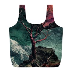 Night Sky Nature Tree Night Landscape Forest Galaxy Fantasy Dark Sky Planet Full Print Recycle Bag (l) by Posterlux