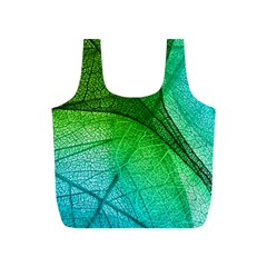 3d Leaves Texture Sheet Blue Green Full Print Recycle Bag (s) by Cemarart