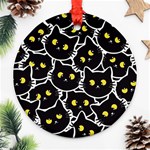 Cat Pattern Pet Drawing Eyes Ornament (Round) Front