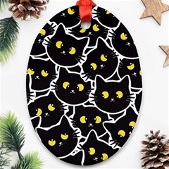 Cat Pattern Pet Drawing Eyes Ornament (oval) by Maspions