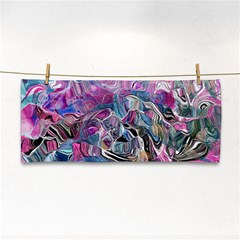 Pink Swirls Flow Hand Towel by kaleidomarblingart