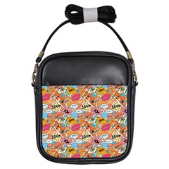 Pop Culture Abstract Pattern Girls Sling Bag by designsbymallika