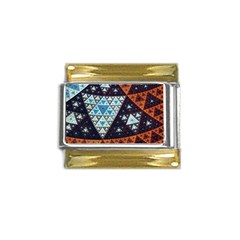 Fractal Triangle Geometric Abstract Pattern Gold Trim Italian Charm (9mm) by Cemarart