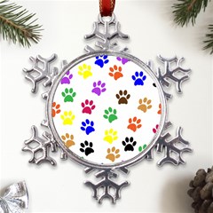 Pawprints Paw Prints Paw Animal Metal Large Snowflake Ornament by Apen