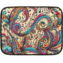 Paisley Print Musical Notes Two Sides Fleece Blanket (mini) by RiverRootz