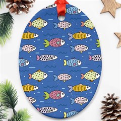 Sea Fish Blue Submarine Animals Patteen Ornament (oval) by Maspions