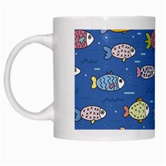 Sea Fish Blue Submarine Animals Patteen White Mug by Maspions