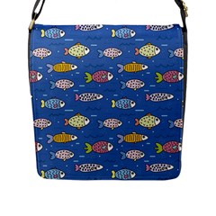 Sea Fish Blue Submarine Animals Patteen Flap Closure Messenger Bag (l) by Maspions