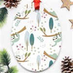 Pattern Sloth Woodland Ornament (Oval) Front