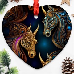 Pattern With Horses Ornament (heart) by 2607694a