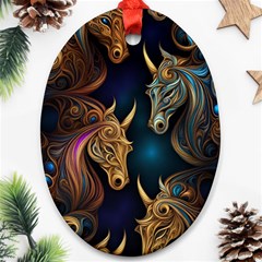 Pattern With Horses Oval Ornament (two Sides) by 2607694a