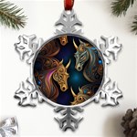 pattern with horses Metal Small Snowflake Ornament Front