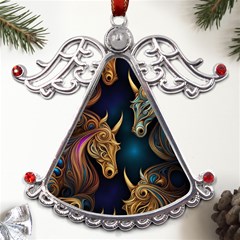 Pattern With Horses Metal Angel With Crystal Ornament by 2607694a