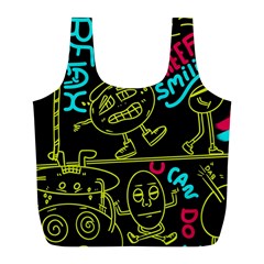 Keep Smiling Doodle Full Print Recycle Bag (l) by Cemarart