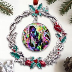 In Orbit Prismatic Metal X mas Wreath Holly Leaf Ornament by MRNStudios