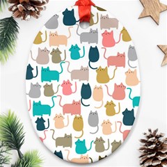 Cute Seamless Pattern Happy Kitty Kitten Cat Ornament (oval) by Hannah976