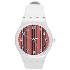 Rosa Grau Streifen Round Plastic Sport Watch (m) by 2607694c