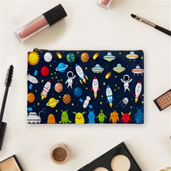 Big Set Cute Astronauts Space Planets Stars Aliens Rockets Ufo Constellations Satellite Moon Rover V Cosmetic Bag (medium) by Bedest