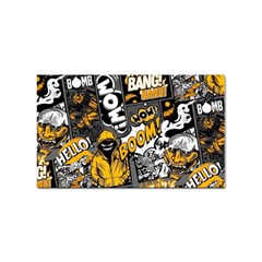 Boom Bang Art Crazy Drawing Graffiti Hello Retro Sayings Yellow Sticker Rectangular (100 Pack) by Bedest