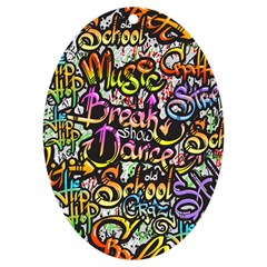 Graffiti Word Seamless Pattern Uv Print Acrylic Ornament Oval by Bedest