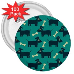 Happy Dogs Animals Pattern 3  Buttons (100 Pack)  by Ket1n9